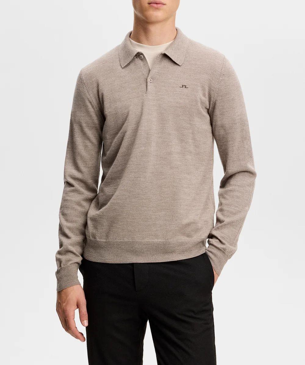 J LINDEBERG Men’s Merino Knit Zip-Up Polo Long Sleeve Golf Shirt