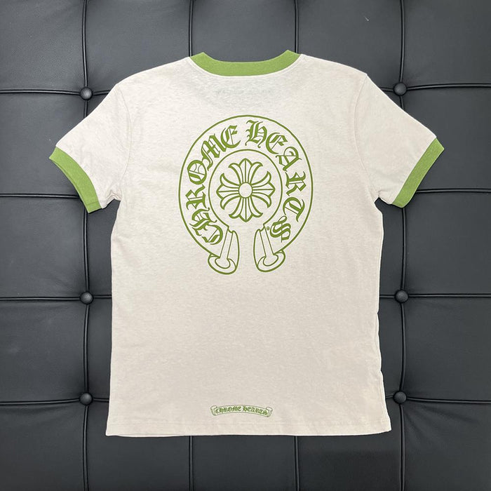 Chrome Hearts Horseshoe Roller Skate Ringer T-Shirt White Olive