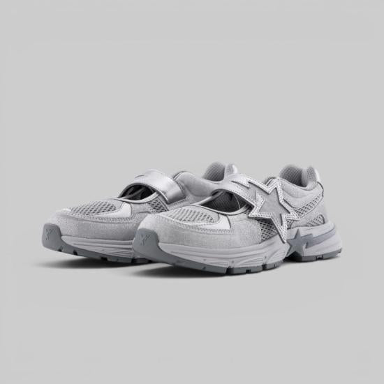 BAPE Silver Low-Top Sneakers Women’s Leather Shoes 001 FWM