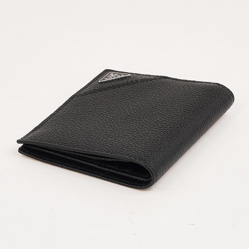 PRADA Vitello Leather Triangle Logo Bifold Wallet for Men