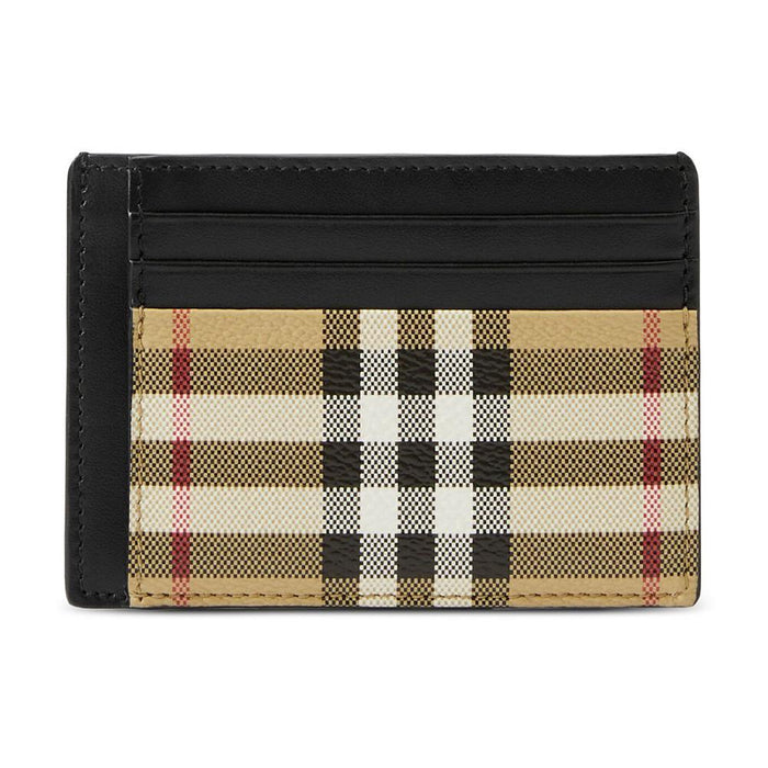 BURBERRY Beige Check Money Clip Card Holder
