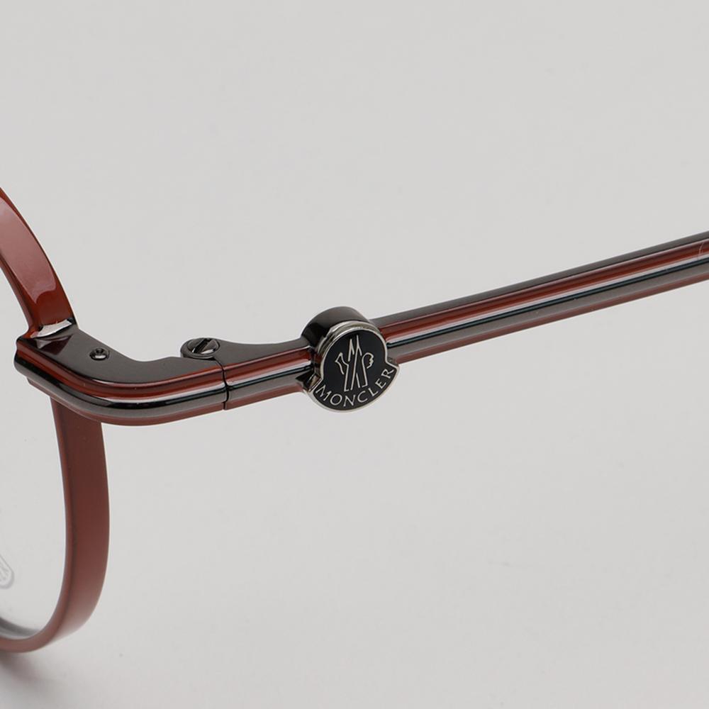 Moncler Red Silver Metal Round Eyeglass Frame Unisex ML5204H 066
