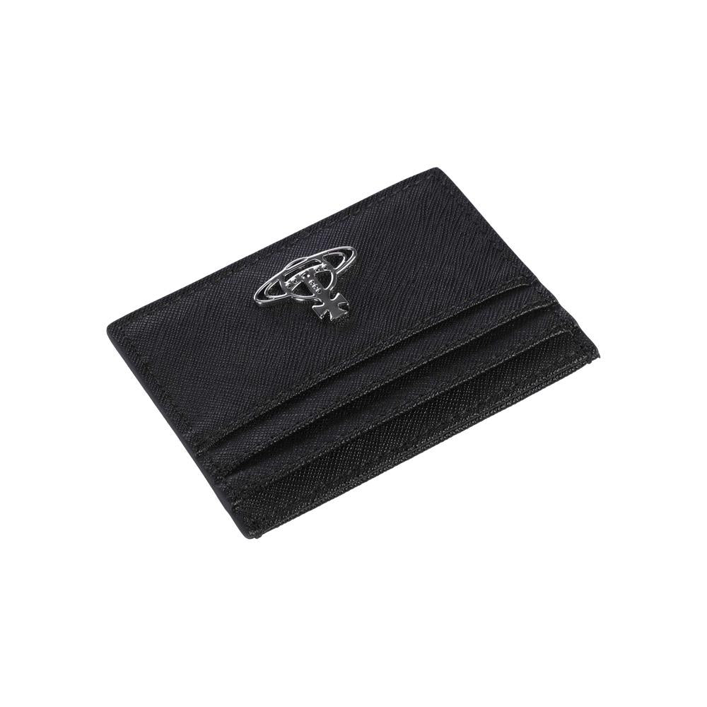 Vivienne Westwood Black Leather Flat Card Holder Wallet