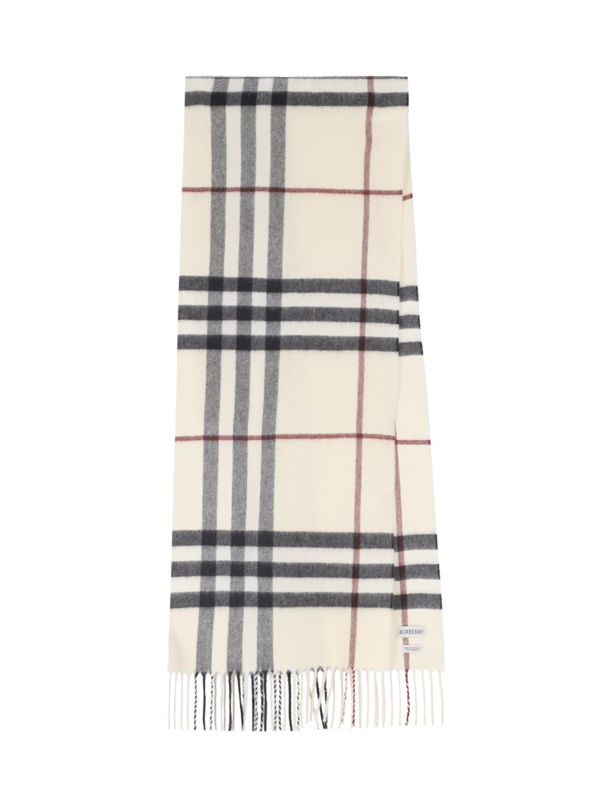 BURBERRY Beige Check Wool Scarf
