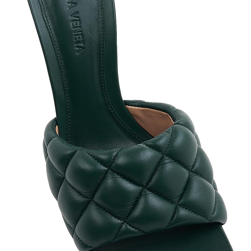 Bottega Veneta Padded Leather Heel Sandals Green Women