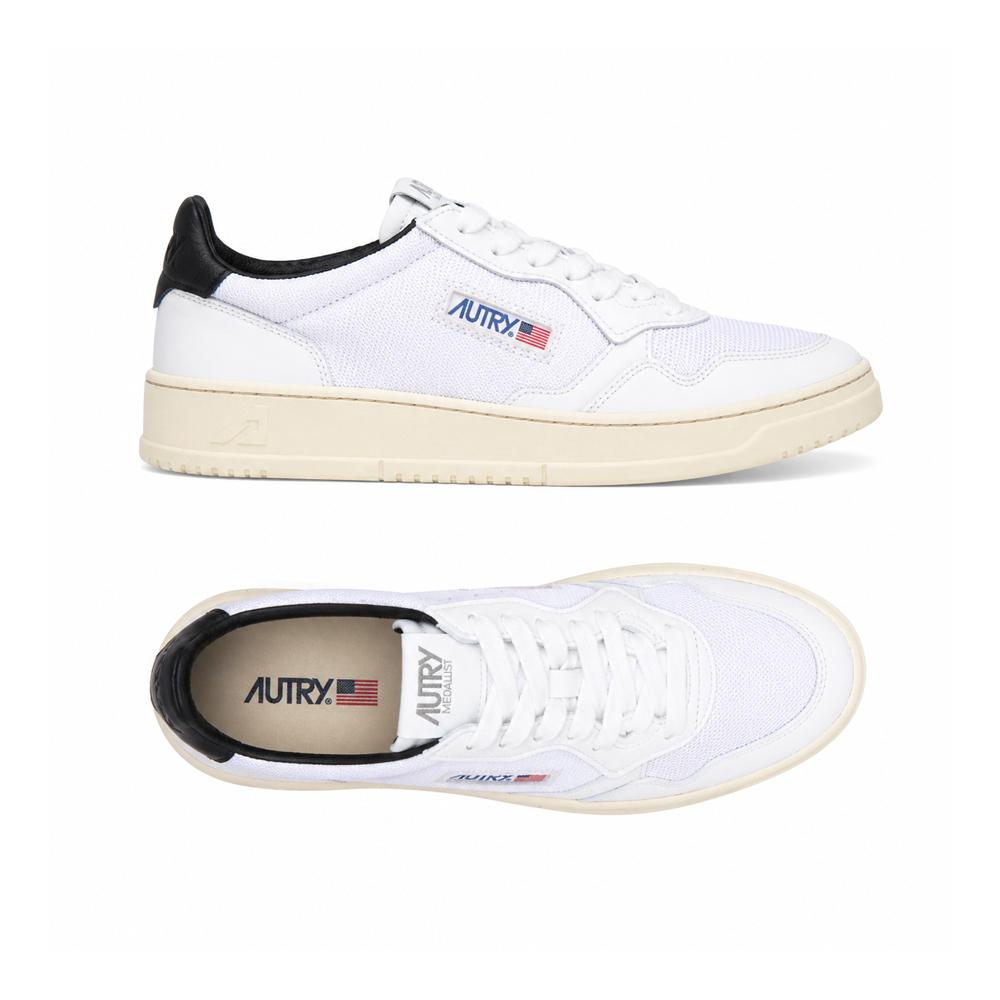 AUTRY White Black Tab Medalist Low Top Sneakers
