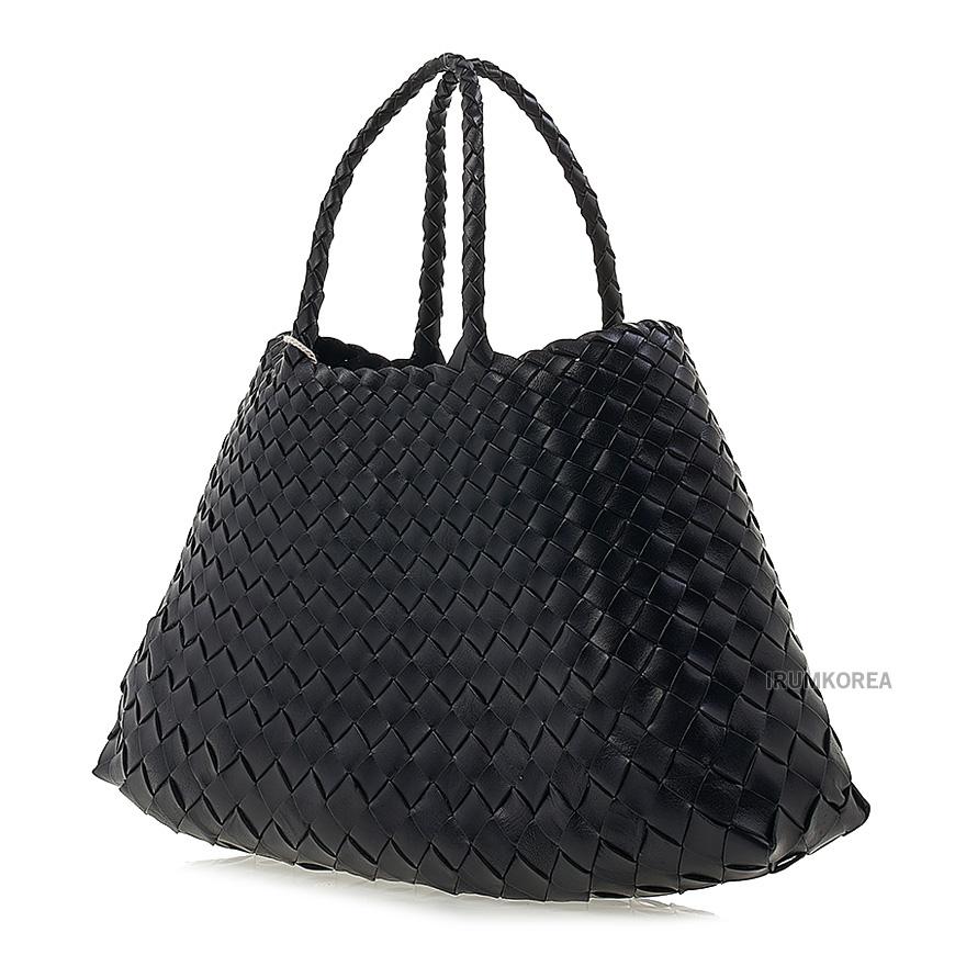 Dragon Diffusion Women's Santa Croce Small Woven Leather Tote Bag 8893 BLACK