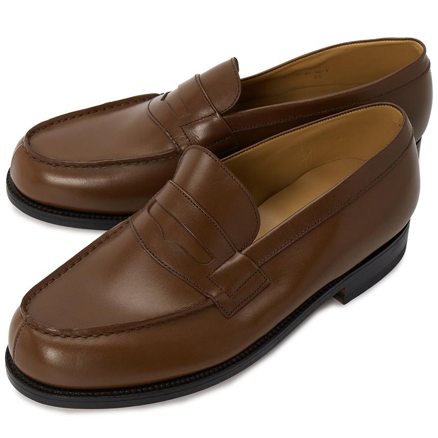 J.M. WESTON Men’s E Width Tan Leather Loafers