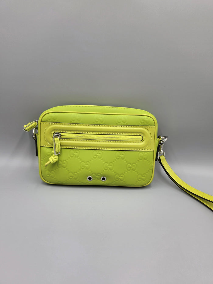 GUCCI Edge Rubber Small Crossbody Bag Green