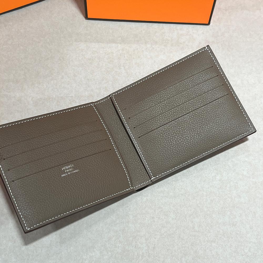 HERMES Citizen Twill Compact Wallet Evercolor Etoupe Horse Lining Bi-Fold