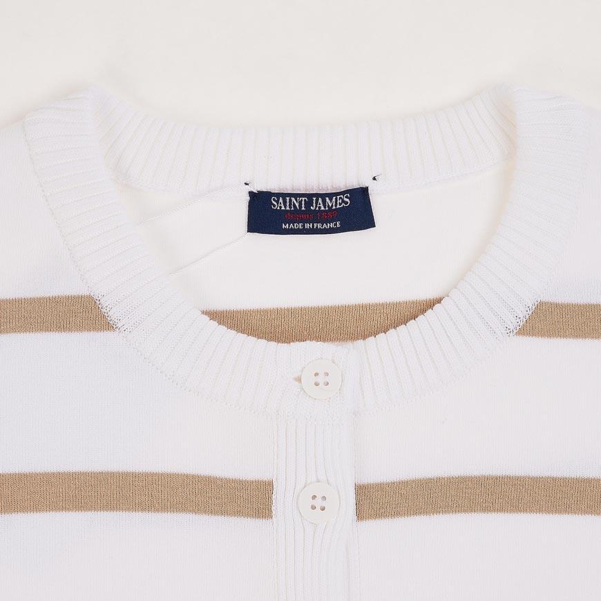 Saint James Women’s PERPIGNAN Cardigan White Navy Stripe Knit