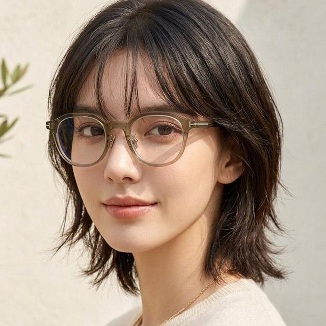 TOM FORD Blue Light Blocking Clear Brown Round Acetate Eyeglasses U TF6011KB 045