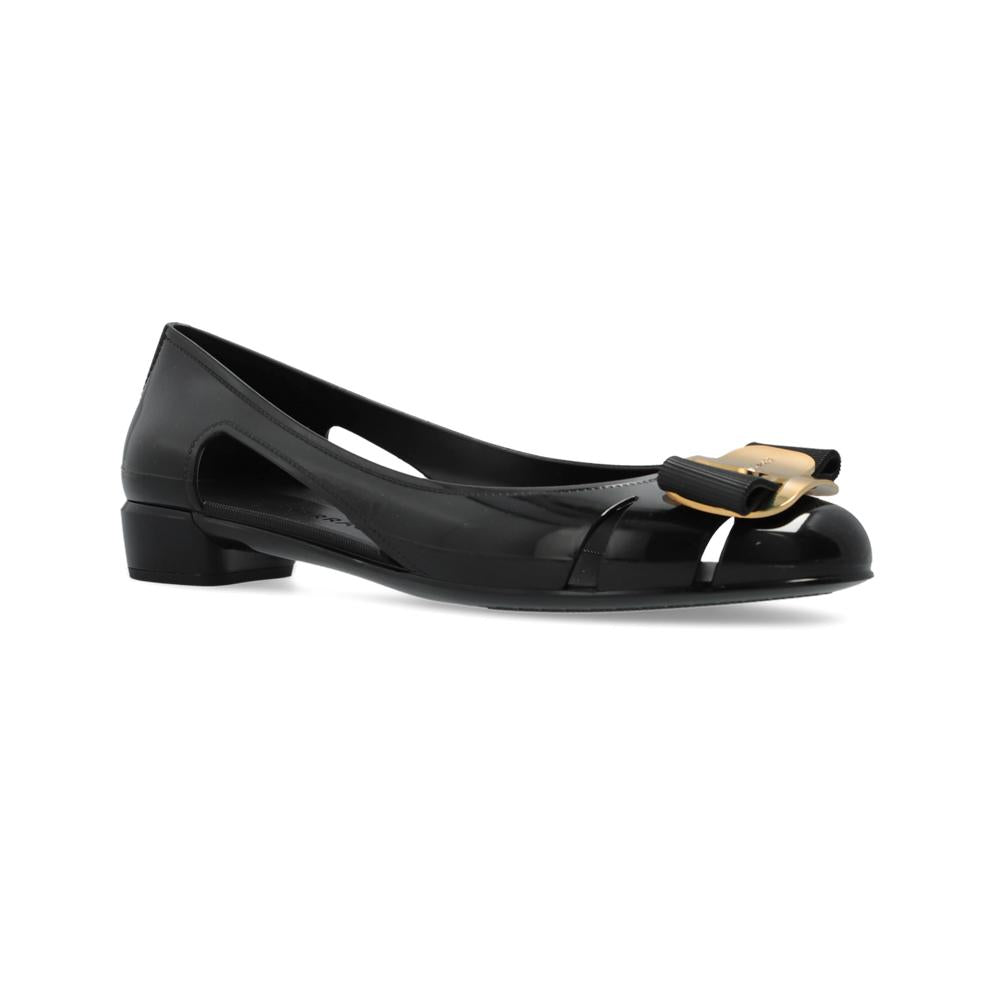 Ferragamo Black Nara Vara Bow Jelly Ballet Flats