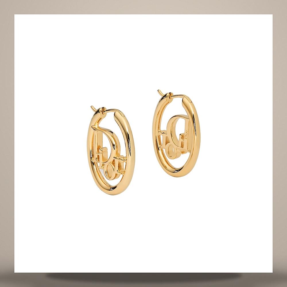 DIOR Gold-Finish Metal Oblique Hoop Earrings E4762WOMMTD300