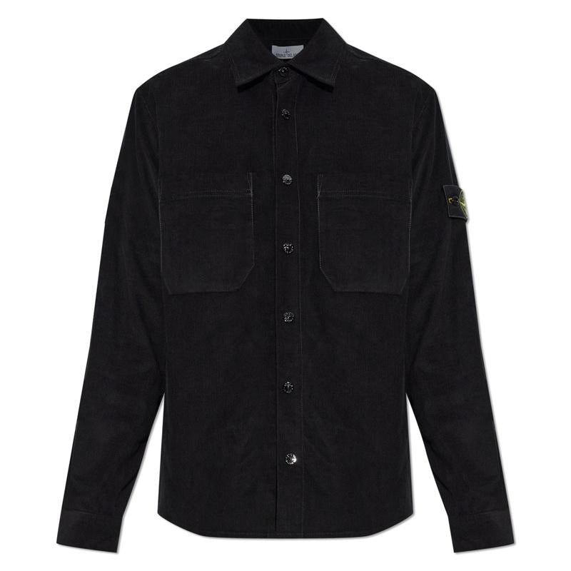 STONE ISLAND Cotton Corduroy Overshirt Men’s Long Sleeve Shirt Black