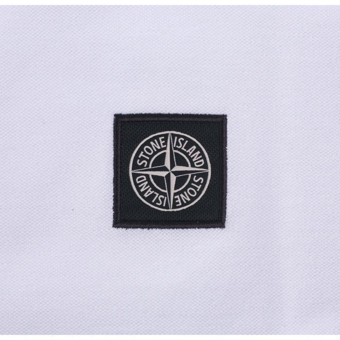 STONE ISLAND White Short Sleeve Polo Shirt
