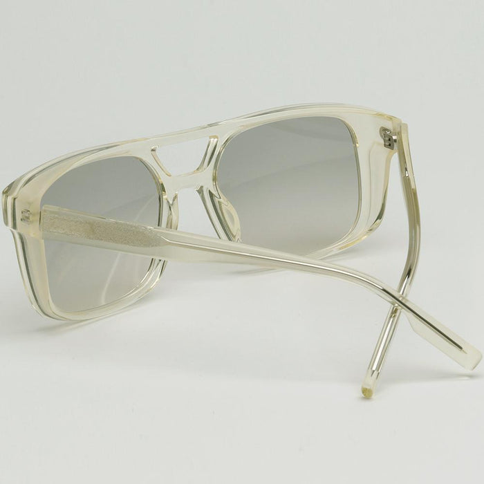 Zegna Clear Yellow Aviator Double Bridge Oversize Sunglasses EZ0209 39B