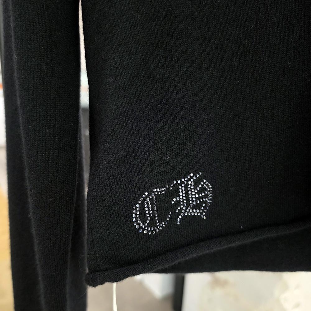 Chrome Hearts Swarovski Rhinestone Cashmere Heart Cardigan Black Women
