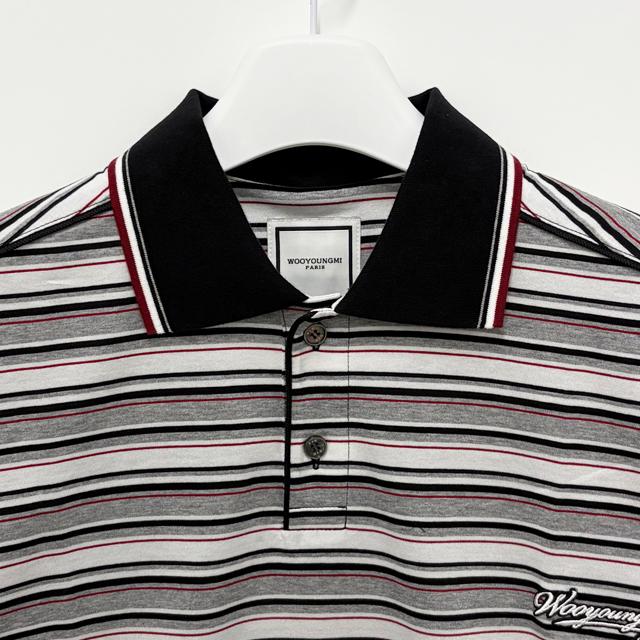 WOOYOUNGMI Stripe Short Sleeve Polo T-Shirt W261TS15 736G