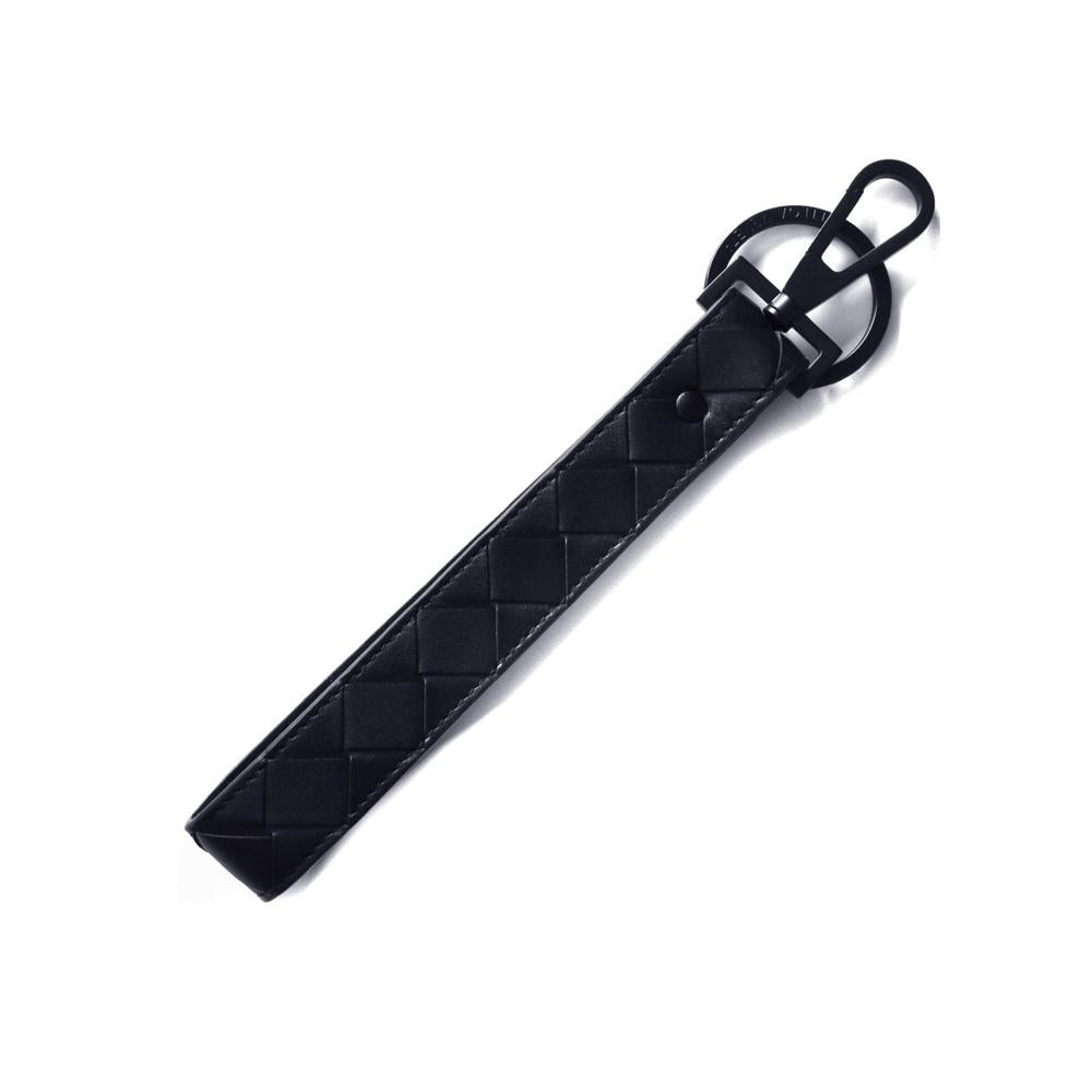Bottega Veneta Intrecciato Woven Leather Keyring Navy Keychain