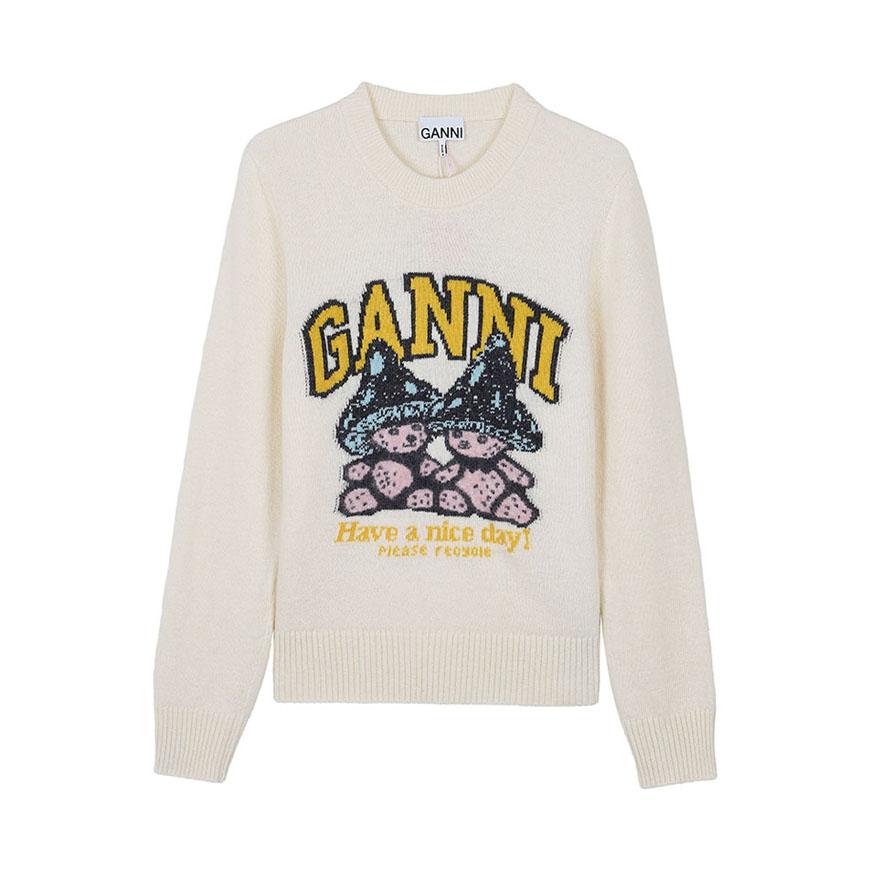 GANNI Women’s Teddy Mushroom Knit Sweater Ivory