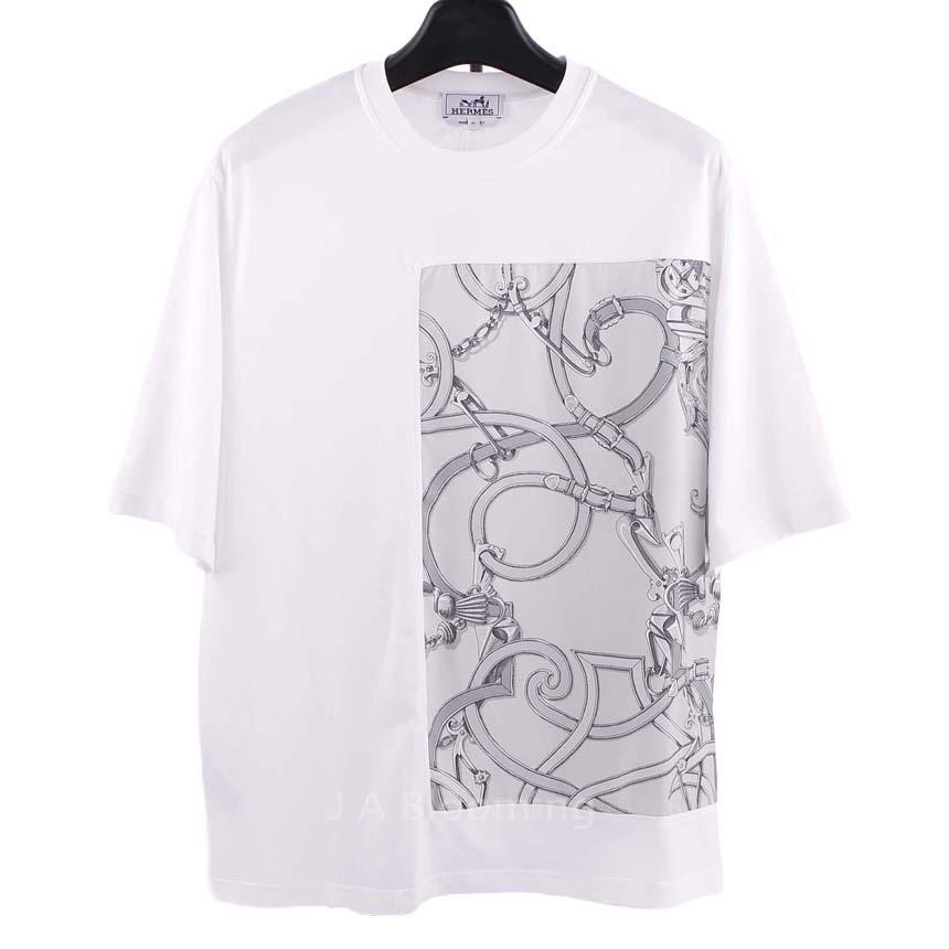 HERMES Men’s Short Sleeve T-Shirt Blanc Cotton White H557900HA90XL