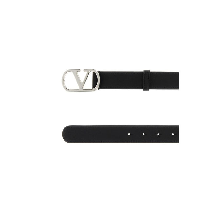 VALENTINO V Logo Leather Men's Belt Black