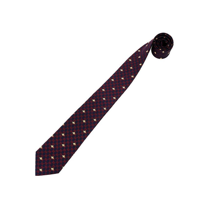 GUCCI Navy Red GG Bee Silk Tie 545078 4E002 4174