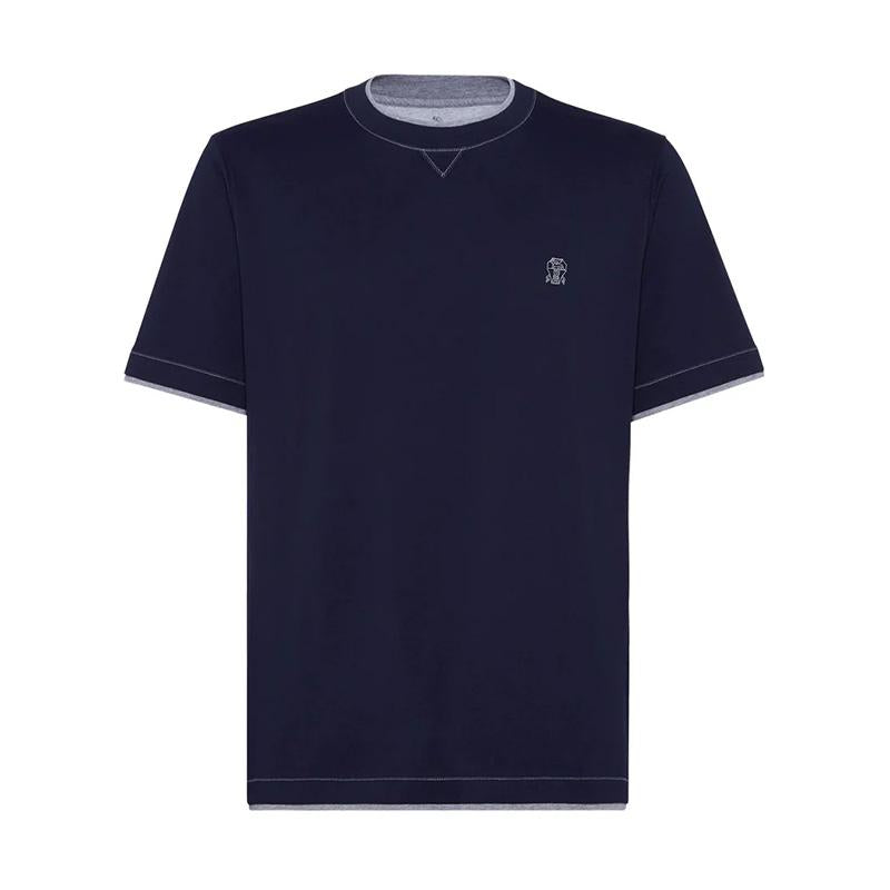 Brunello Cucinelli Logo Layered Short Sleeve T-Shirt for Men