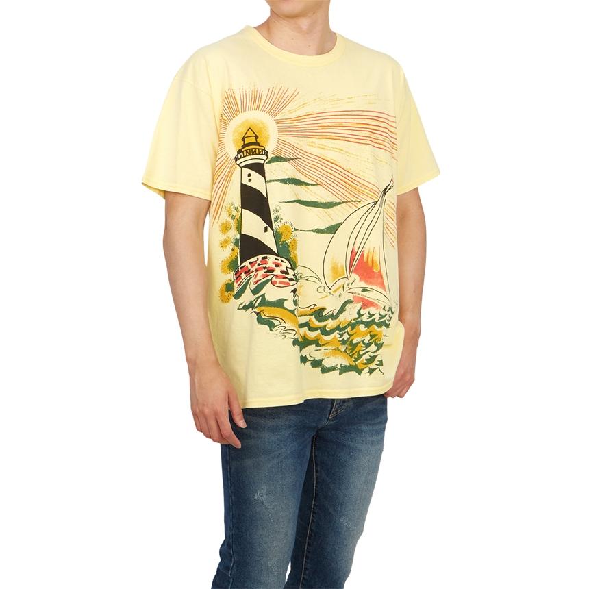Wild Donkey Men’s Short Sleeve T-Shirt Sunflower Lighthouse Print
