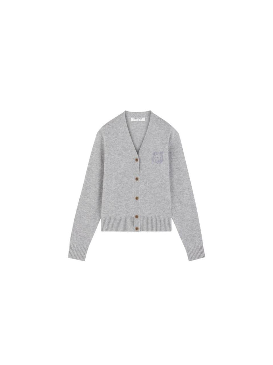 Maison Kitsune Bold Fox Head Embroidered Crop Cardigan Navy NW00510 KT1112 H120