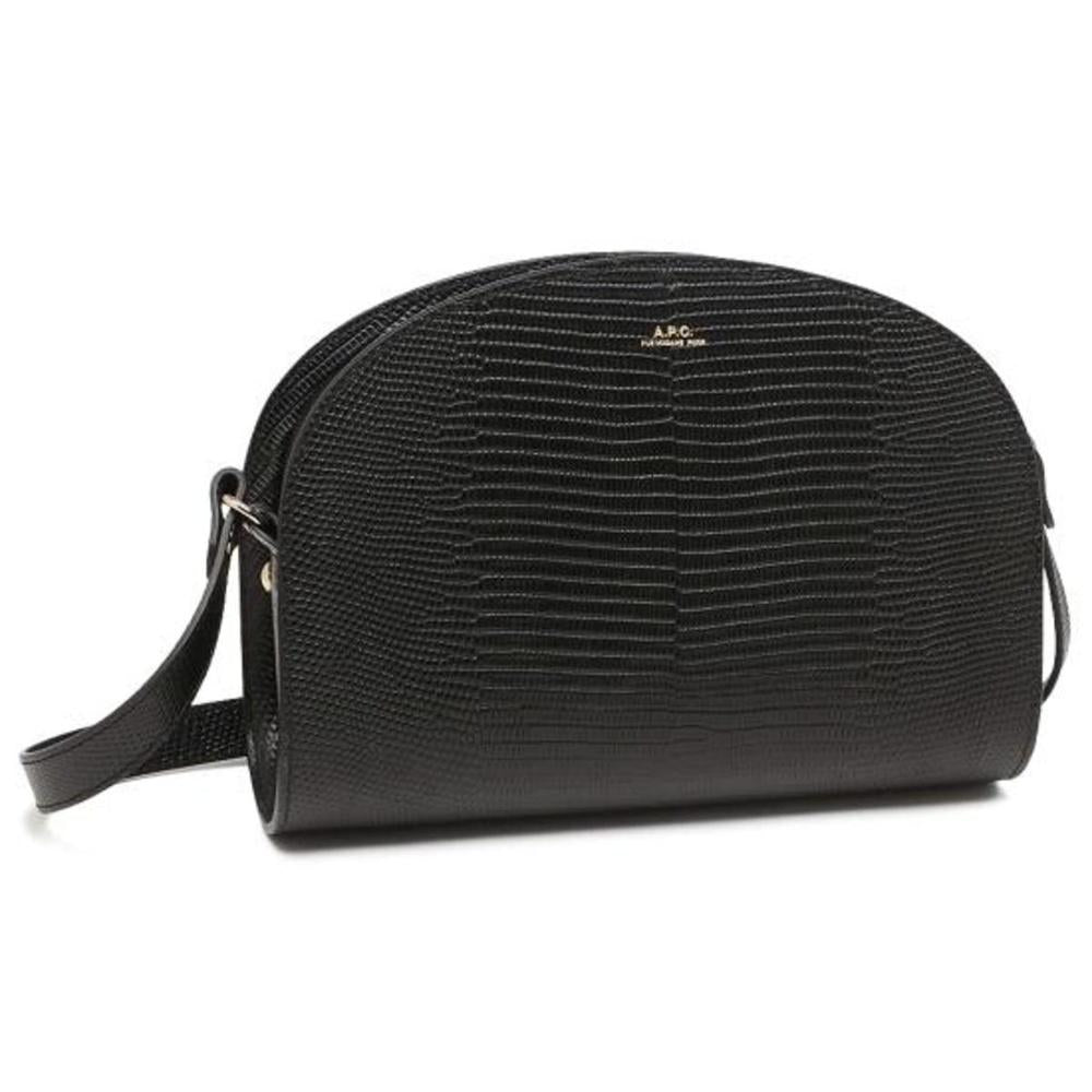 A.P.C. Demi-Lune Leather Crossbody Bag Black