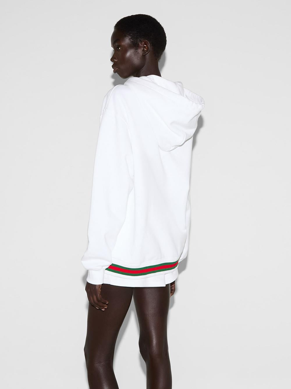 GUCCI Beige Logo Print Cotton Hoodie for Women