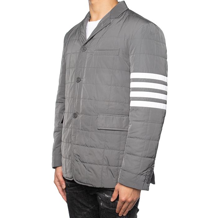 THOM BROWNE Men’s Diagonal Stripe Padded Sports Jacket Gray