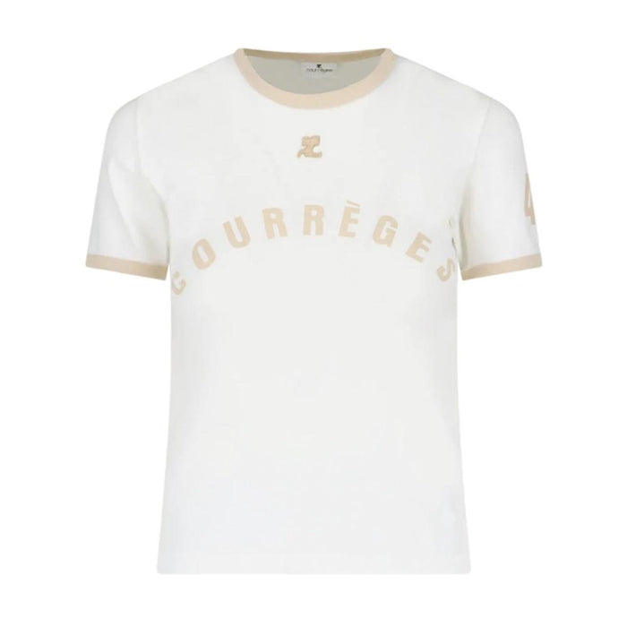 courreges Logo Contrast T-Shirt White Black Cotton