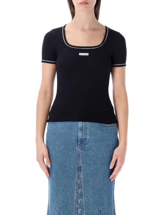 Marine Serre Black Short Sleeve T-Shirt WTT034 ACJER 0011