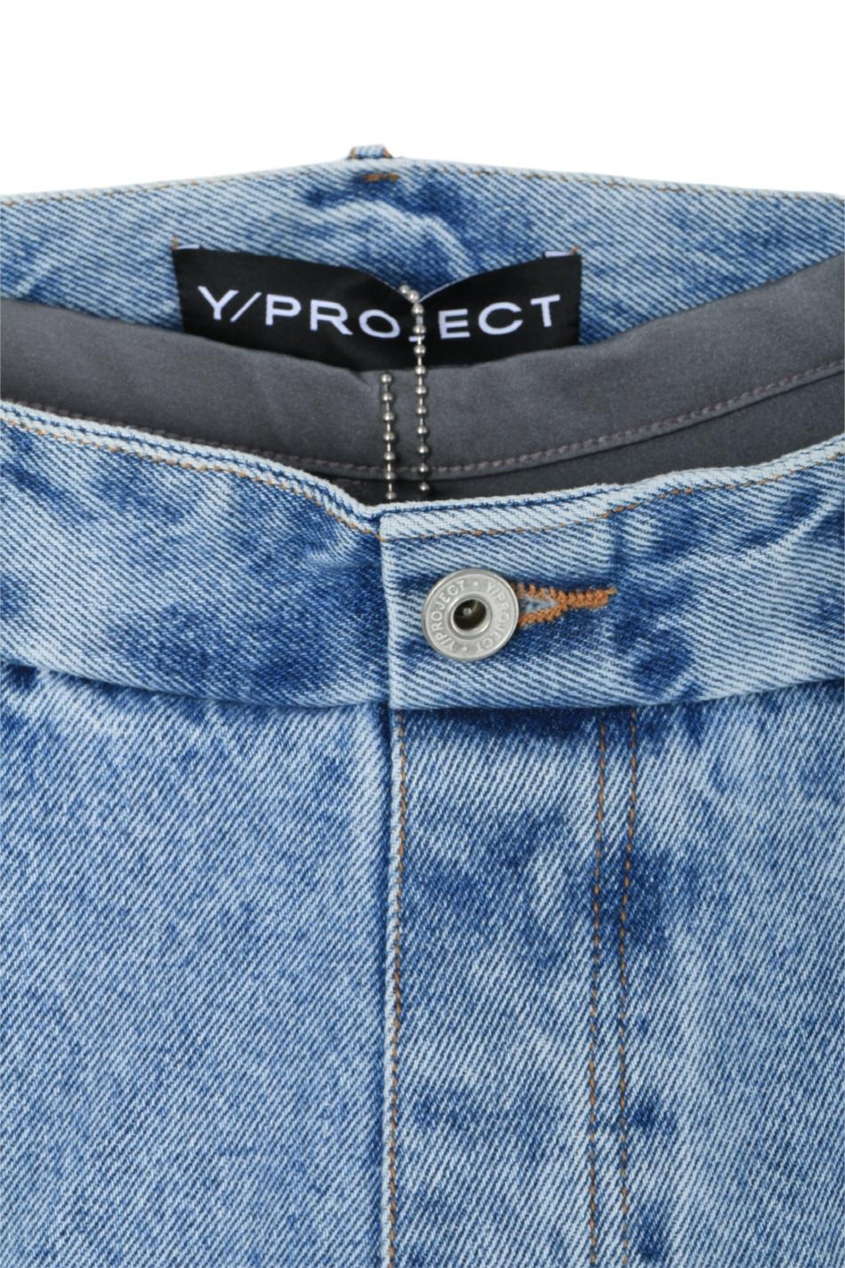 Y PROJECT Collapsed Waist Jeans Ice Blue Gray Denim Pants Unisex 107PA007 D14