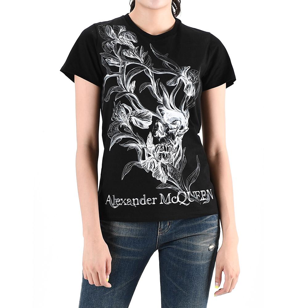 Alexander Mcqueen Iris Logo Print Short Sleeve T-Shirt Black