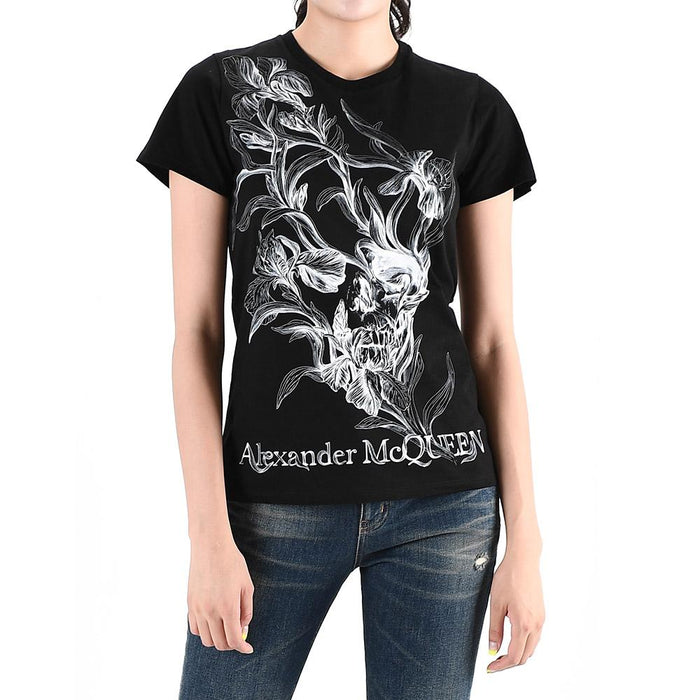 Alexander Mcqueen Iris Logo Print Short Sleeve T-Shirt Black
