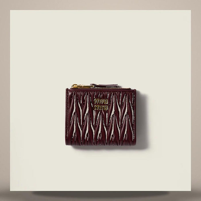Miu Miu Small Matelassé Nappa Leather Card Holder Wallet Black