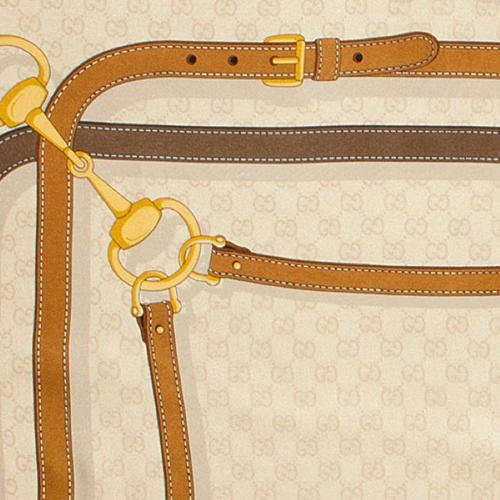 GUCCI Print GG Silk Twill Jacquard Beige Square Scarf
