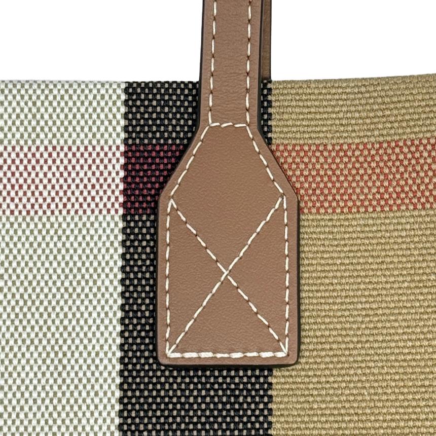 BURBERRY London Check Medium Tote Shopper Bag Taupe Brown