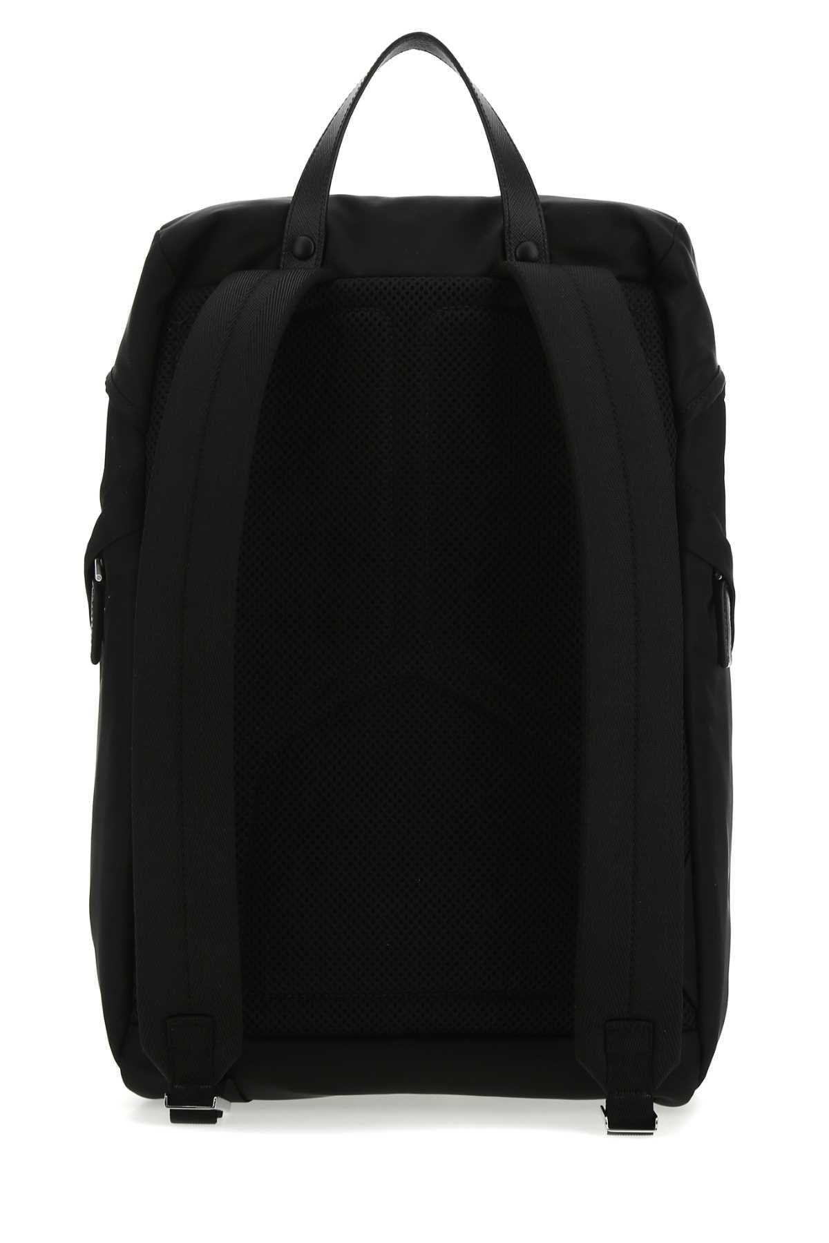 PRADA Black Nylon Leather Trim Backpack