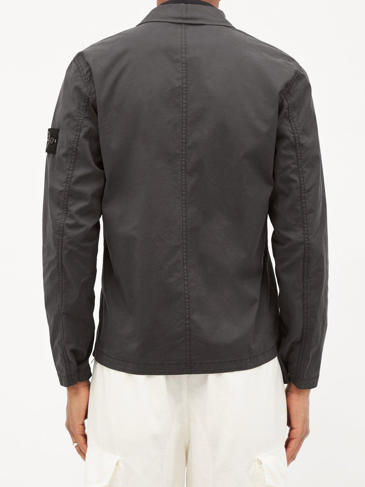 STONE ISLAND Logo Patch Cotton Canvas Zip Overshirt Jacket 761512619