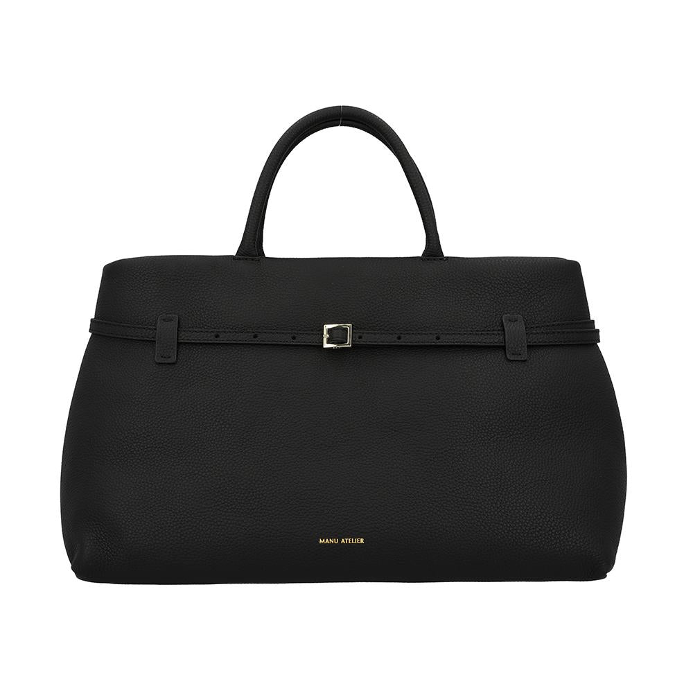 MANU ATELIER Le Cambon 40 Black Leather Tote Bag 2024386