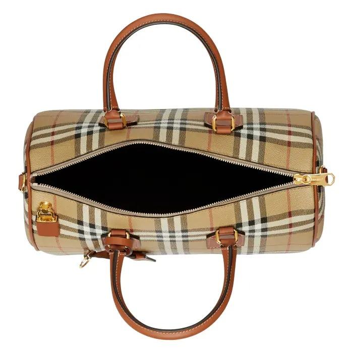 BURBERRY Women’s Medium Check Bowling Bag Beige Shoulder Bag
