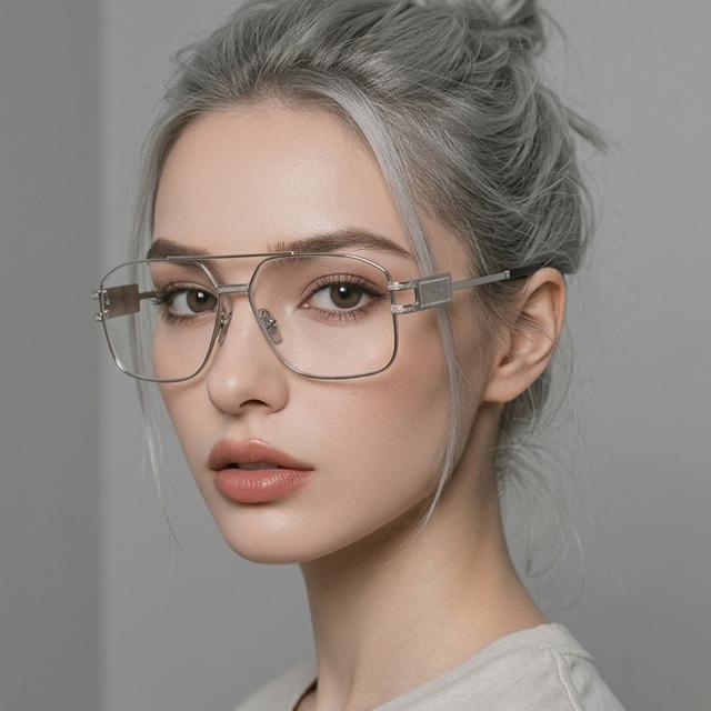 Versace Retro Double Bridge Silver Metal Unisex Eyeglass Frames VE1302 1000