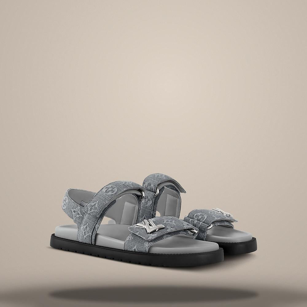 Louis Vuitton Men's Gray Sunset Flat Comfort Sandals 1ADIE6
