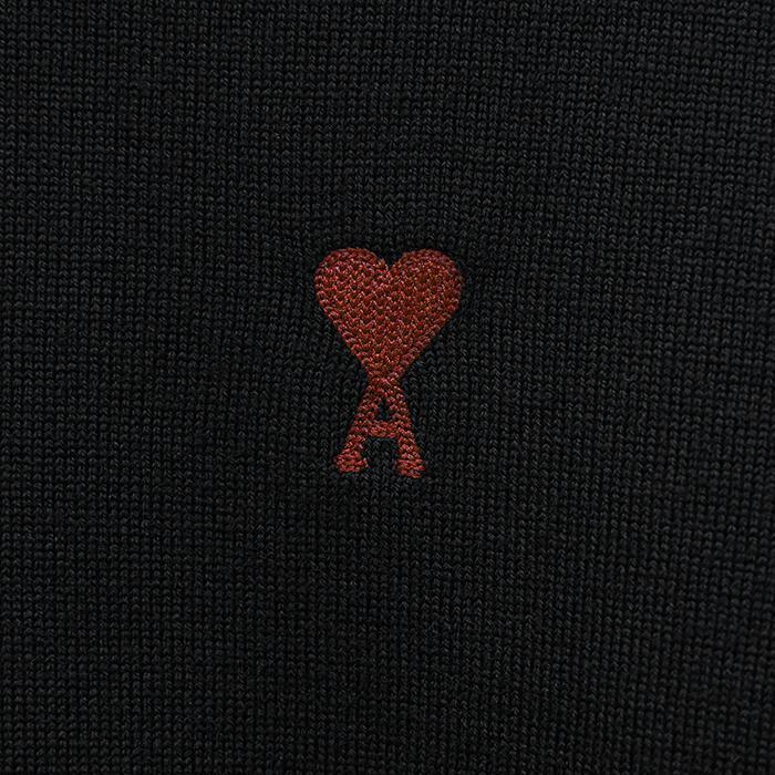 AMI Small Heart Logo Men’s Crewneck Knit Sweater Black