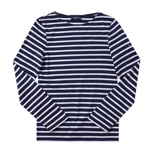 Saint James Unisex Long Sleeve T-Shirt 9858 MARINE NEIGE